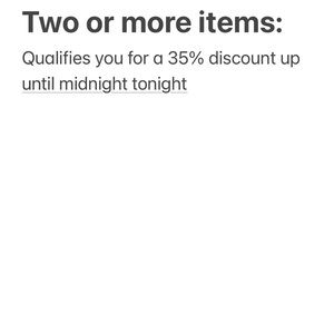 Any item 30% off two or more item